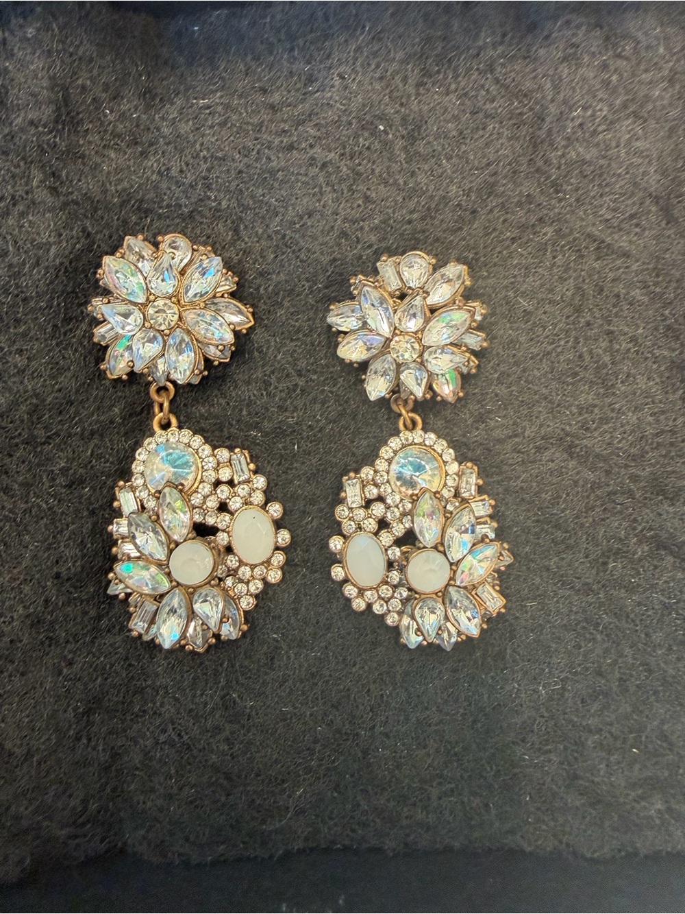 Crystal Floral Drop Earrings in Iridescent White - Women Jewelry